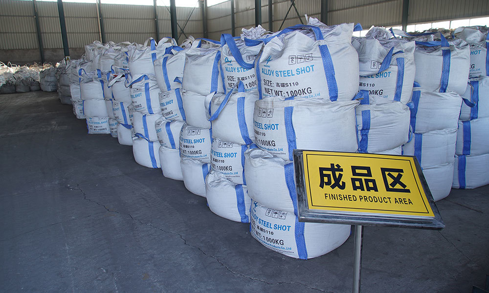 Packaged steel shot inventory at Zhongxing Metal